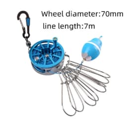 Portable Fishing Lock Buckle Live Fish Lock Buckle with Reel Stainless Steel 8 Snaps Stringer Floats Fishing Reel Sea Tackle