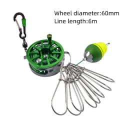 Portable Fishing Lock Buckle Live Fish Lock Buckle with Reel Stainless Steel 8 Snaps Stringer Floats Fishing Reel Sea Tackle
