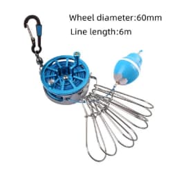 Portable Fishing Lock Buckle Live Fish Lock Buckle with Reel Stainless Steel 8 Snaps Stringer Floats Fishing Reel Sea Tackle