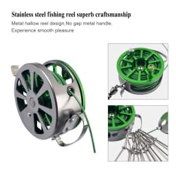 Portable Fishing Lock Buckle Live Fish Lock Buckle with Reel Stainless Steel 8 Snaps Stringer Floats Fishing Reel Sea Tackle