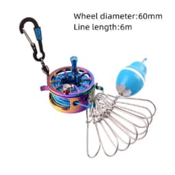 Portable Fishing Lock Buckle Live Fish Lock Buckle with Reel Stainless Steel 8 Snaps Stringer Floats Fishing Reel Sea Tackle