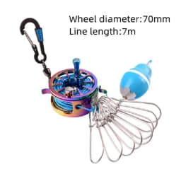 Portable Fishing Lock Buckle Live Fish Lock Buckle with Reel Stainless Steel 8 Snaps Stringer Floats Fishing Reel Sea Tackle