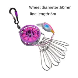 Portable Fishing Lock Buckle Live Fish Lock Buckle with Reel Stainless Steel 8 Snaps Stringer Floats Fishing Reel Sea Tackle
