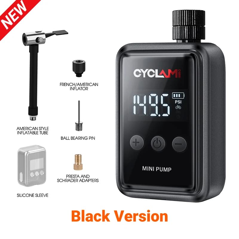 150 PSI Portable Pocket Bike Pump Electric Air Pump Rechargeable Compressor Tire Inflator For Bicycle Tire with Digital Gauge