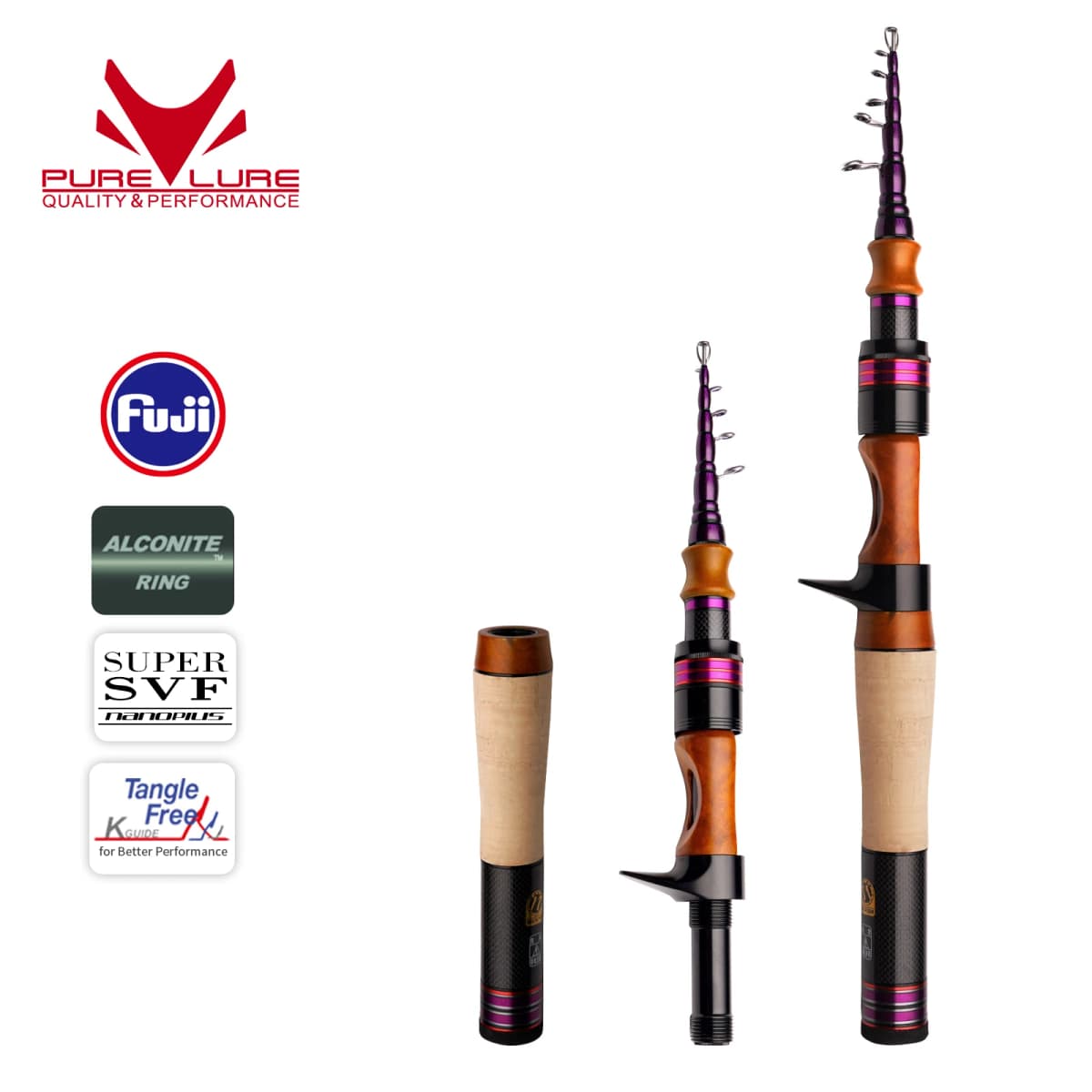 PURELURE 1.50m XUL BFS Telescopic Rod 5ft Travel Rod Trout Spinning Casting Solid Tip Carbon Fishing Rod Small Bait Perch Rod