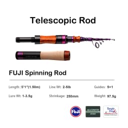 PURELURE 1.50m XUL BFS Telescopic Rod 5ft Travel Rod Trout Spinning Casting Solid Tip Carbon Fishing Rod Small Bait Perch Rod