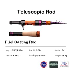 PURELURE 1.50m XUL BFS Telescopic Rod 5ft Travel Rod Trout Spinning Casting Solid Tip Carbon Fishing Rod Small Bait Perch Rod