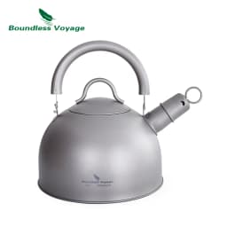 Boundless Voyage Outdoor Ultralight Big Capacity Pot with Warning Buzzer 2L Titanium Kettle for Boiling Water Coffee Tea