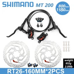 Shimano BR MT200 Hydraulic Disc Brake 1550 1500 1450 850 800mm Left Front Right Rear Brake Set RT-10/26/56 160 180mm Rotor