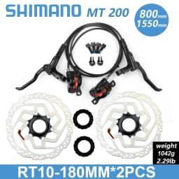 Shimano BR MT200 Hydraulic Disc Brake 1550 1500 1450 850 800mm Left Front Right Rear Brake Set RT-10/26/56 160 180mm Rotor