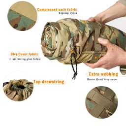 Tactical Military-Grade Akmax.cn Bivy Cover – 1.9lbs Waterproof Combat Sleeping Bag Sack for Army, Marine, Camping, Hiking