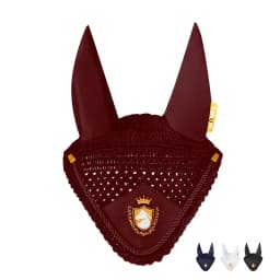 Cavassion Equestrian Horse Ear Cover Flying protection Wind Red Horse Ear Mask Embrodery Black Kniting Horse ear cover