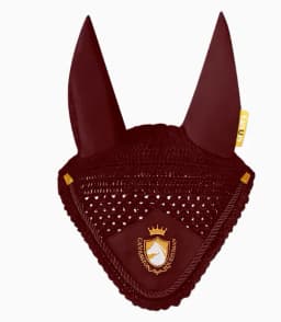 Cavassion Equestrian Horse Ear Cover Flying protection Wind Red Horse Ear Mask Embrodery Black Kniting Horse ear cover