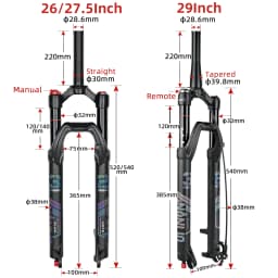 Bicycle Fork 26 27.5 29 Inch MTB Air Damping Shock Absorption Boost Barrel Shaft 100/110mm Disc Brake Magnesium Alloy Front Fork