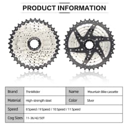 ThinkRider 8 9 10 11 Speed Velocidade Bicycle Cassette Mountain Bike MTB Freewheel Sprocket 36T 40T 42T 46T 50T 52T for Shimano