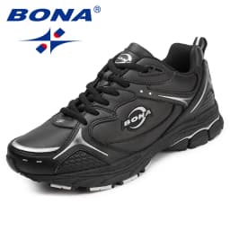 BONA New Classics Style Men Running Shoes Lace Up Men Sport Shoes Leather Men Outdoor Jogging Sneakers Comfortable