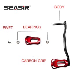 SEASIR Carbon Fiber Fishing Reel Handle Ultra Light Carbon Grip 6 COLORS Refit For Baitcasting Reel DIY Fishing Accessories
