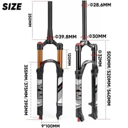 BUCKLOS Mountain Bike Air Fork 9*100mm Bicycle Air Suspension Fork Travel 120mm Straight/Tapered Tube MTB Fork Disc Brake RL/LO
