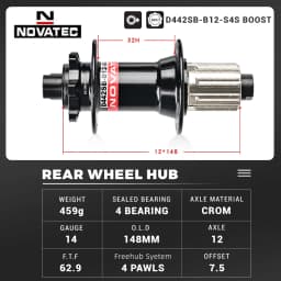 Novatec Bicycle Hub D442 D041 Front Rear Wheel Hub 2/4 Bearing For 8/9/10/11/12 Speed Mountain Bike Hub 32H BOOST THRU 15/12MM