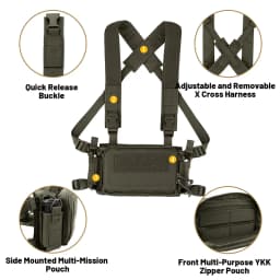 KRYDEX Tactical D3CR Chest Rig Vest with D3 Flatpack Backpack Bag Rifle Pistol Mag Pouch Hunting Airsoft Accessory Ranger Green