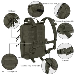 KRYDEX Tactical D3CR Chest Rig Vest with D3 Flatpack Backpack Bag Rifle Pistol Mag Pouch Hunting Airsoft Accessory Ranger Green