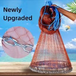 4.2M-7.2M Fishing Net Upgraded Korean Small Mesh Hole Steel Chain Sinkers Hand Cast Net Easy Throw Fishing Net Fishing Tools