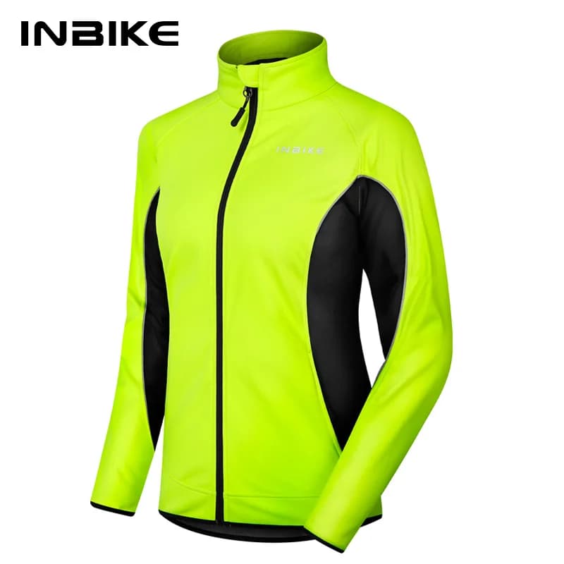 INBIKE Winter Women Cycling Jackets Thermal Fleece Biking Clothes Bicycle Road Bike Windbreaker MTB Reflective Jacket for Women