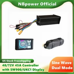 US Stock Dual Mode NBpower 48V/72V 45A Sine Wave Ebike Controller for 1500W-2000W Ebike motor +SW900/UKC1 Display