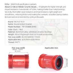 KACTUS Ceramic BB T47-DUB Bicycle Bottom Bracket 86.5mm Width for SRAM DUB Cranksets Group Axis 28.99 Aluminum Alloy bike parts