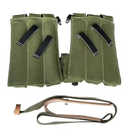 Classic Men's Canvas Kit Bag Green Hard Wallet Vintage Kit Cowhide Strap MP38 MP40 Kit Equipment Package WWII WW2