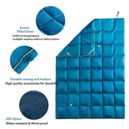 Colorful Duck Down Outdoor Camping Blanket, Waterproof, Windproof, Wearable, Hiking Mattress for Adults, Campcamp, Multi-Size