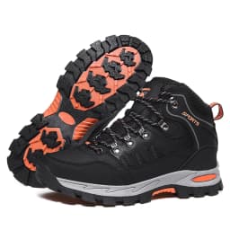 Large Size Outdoor Hiking Boots Men Women Non Slip Lace Up Climbing Winter Black Warm Fur Sneakers Size 42 Trekking Hiking Shoe