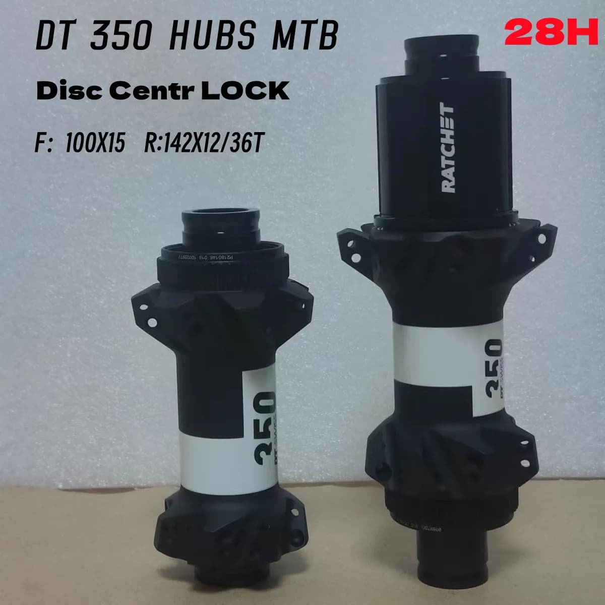 DT 350 MTB Wheel Hub Straightpull Bicycle, Disc 28H, Center Brake, Front 100 110, Rear 142 148 36T, original, 2021