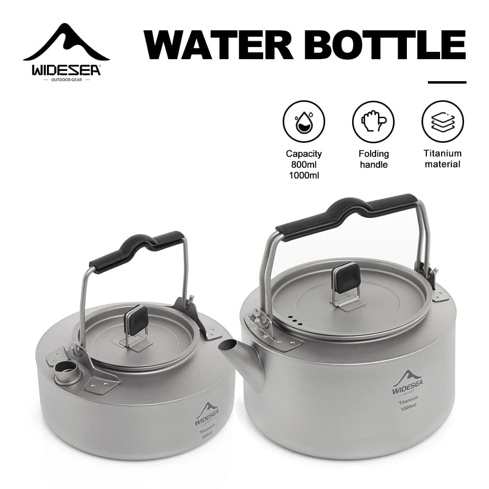 Widesea Camping Titanium Kettle Outdoor Tea Coffee Kettle Tableware Pot Supplies Tourist Dishes Hiking Cooking Equipment