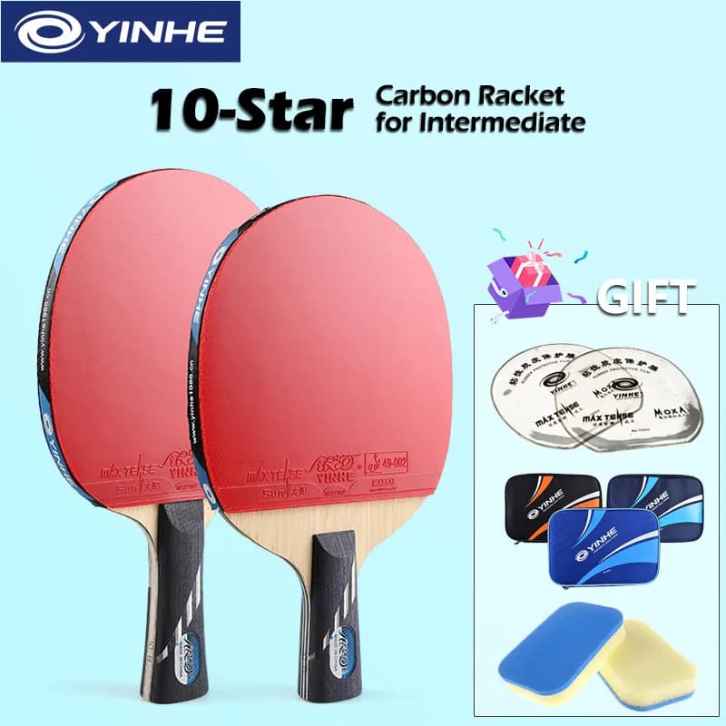 Yinhe 10-star Ping Pong Racket 10B Carbon Offensive Pingpong Table Tennis Racket for Intermediate Quick Attack with Fine Control
