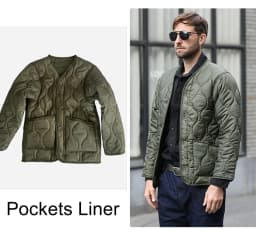 Field Tactical M65 Windbreaker Jacket Inner Lining with Pockets M43 M51 Warm Cotton Coat Liner Outdoor Hiking Climbing Clothes