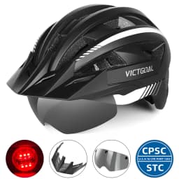 VICTGOAL MTB Bike Helmet for Men Women Visor Goggles LED Rear Light Mountain Road Bicycle Helmets Racing Cycling Safety Riding