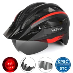 VICTGOAL MTB Bike Helmet for Men Women Visor Goggles LED Rear Light Mountain Road Bicycle Helmets Racing Cycling Safety Riding