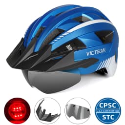 VICTGOAL MTB Bike Helmet for Men Women Visor Goggles LED Rear Light Mountain Road Bicycle Helmets Racing Cycling Safety Riding