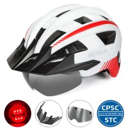 VICTGOAL MTB Bike Helmet for Men Women Visor Goggles LED Rear Light Mountain Road Bicycle Helmets Racing Cycling Safety Riding