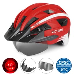 VICTGOAL MTB Bike Helmet for Men Women Visor Goggles LED Rear Light Mountain Road Bicycle Helmets Racing Cycling Safety Riding