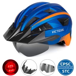 VICTGOAL MTB Bike Helmet for Men Women Visor Goggles LED Rear Light Mountain Road Bicycle Helmets Racing Cycling Safety Riding