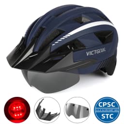 VICTGOAL MTB Bike Helmet for Men Women Visor Goggles LED Rear Light Mountain Road Bicycle Helmets Racing Cycling Safety Riding