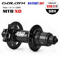 GOLDIX GDX350 32H Light Bicycle Hub Sealed Bearing 6-bolt Disc Brake J-Bend 32 Holes Ratchet 26T BOOST MTB Hub for Shimano SRAM