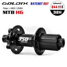 GOLDIX GDX350 32H Light Bicycle Hub Sealed Bearing 6-bolt Disc Brake J-Bend 32 Holes Ratchet 26T BOOST MTB Hub for Shimano SRAM