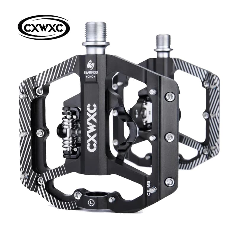 CXWXC CX-150 Bicycle Pedal Dual Function Platform Flat/Clipless Mountain Bike Pedal For SPD Cleats 3 Sealed Bearings Road Bike