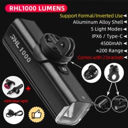 ROCKBROS Bike Front Light IPX6 Rainproof Type-c Rechargeable Bicycle Light 1000LM Cycling Headlight LED Flashlight MTB Bike Lamp