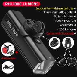 ROCKBROS Bike Front Light IPX6 Rainproof Type-c Rechargeable Bicycle Light 1000LM Cycling Headlight LED Flashlight MTB Bike Lamp