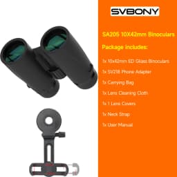 Svbony SA205 Binoculars 8X42/10X42 ED Flat-field Professional IPX7 Waterproof BAK4,Bird Watching,Stargazing,Camping,Astronomy