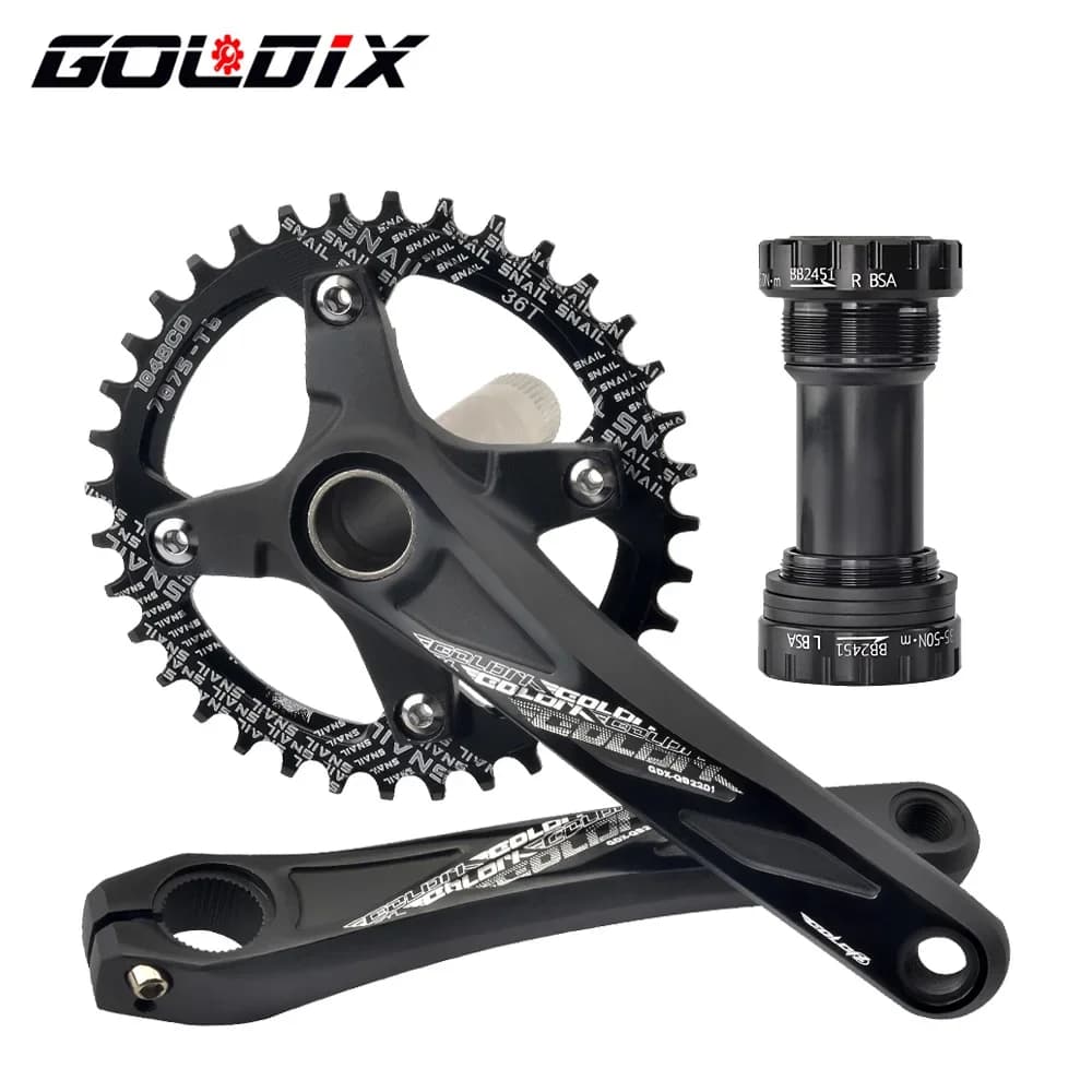 GOLDIX 104BCD Wide and Narrow Teeth Bicycle Crankset 170/175mm Crank Round/Oval Chain Ring 32T/34T/36T/38T Bicycle Crankset